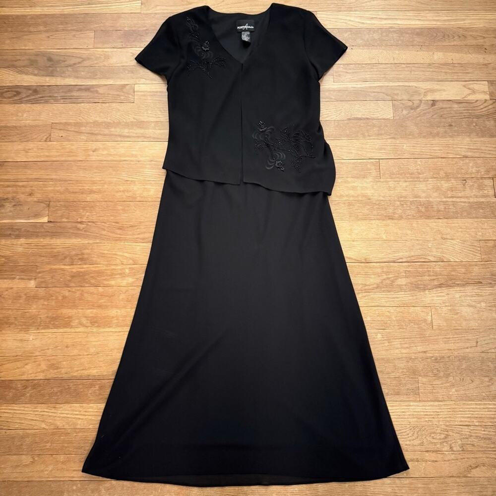 Positive Attitude black short sleeve embellished formal maxi dress size 6
 b39